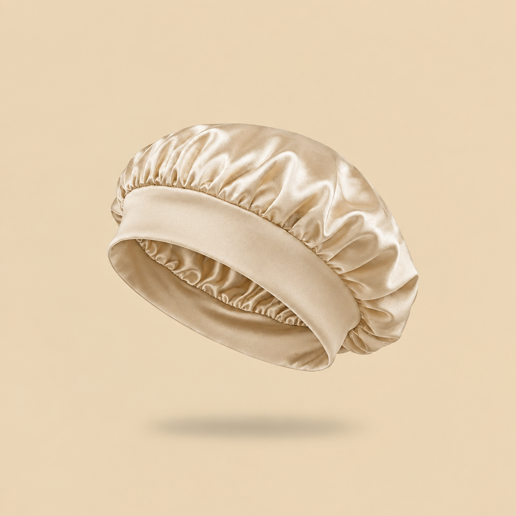 Beige satin bonnet
